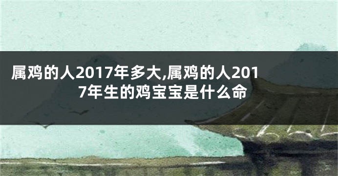 属鸡的人2017年多大,属鸡的人2017年生的鸡宝宝是什么命