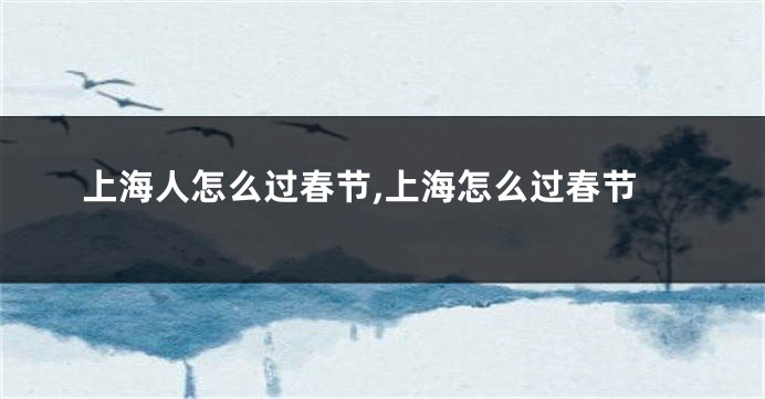 上海人怎么过春节,上海怎么过春节