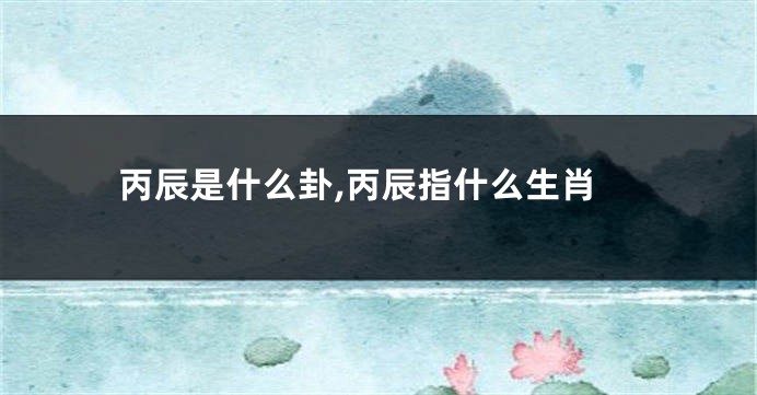 丙辰是什么卦,丙辰指什么生肖