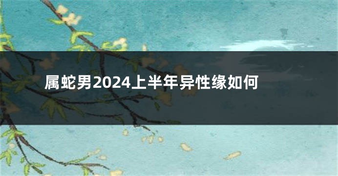 属蛇男2024上半年异性缘如何