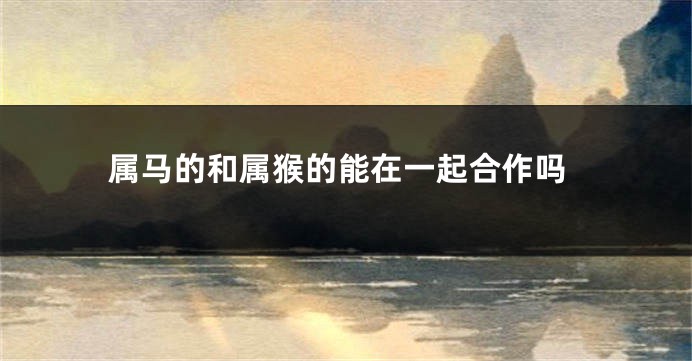 属马的和属猴的能在一起合作吗