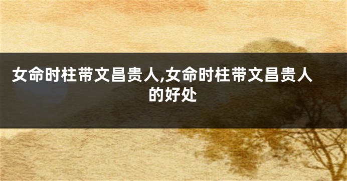 女命时柱带文昌贵人,女命时柱带文昌贵人的好处