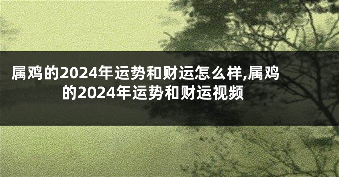 属鸡的2024年运势和财运怎么样,属鸡的2024年运势和财运视频