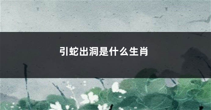 引蛇出洞是什么生肖