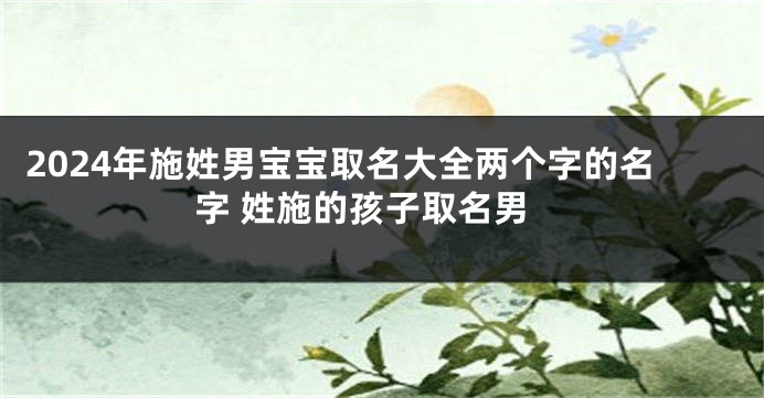 2024年施姓男宝宝取名大全两个字的名字 姓施的孩子取名男