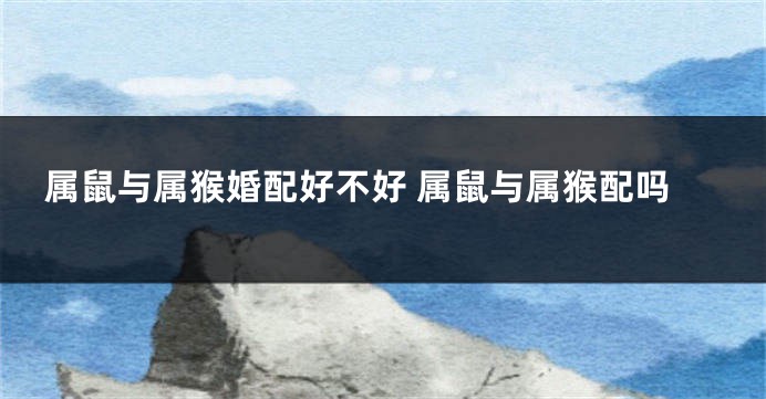 属鼠与属猴婚配好不好 属鼠与属猴配吗