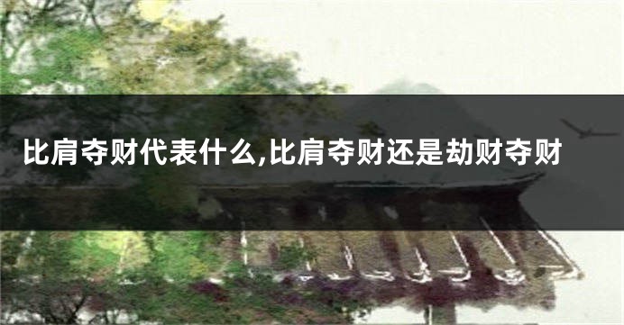 比肩夺财代表什么,比肩夺财还是劫财夺财