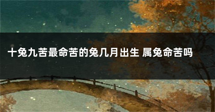十兔九苦最命苦的兔几月出生 属兔命苦吗
