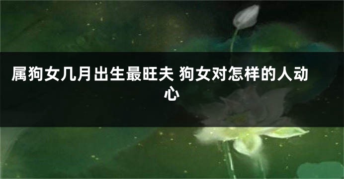 属狗女几月出生最旺夫 狗女对怎样的人动心