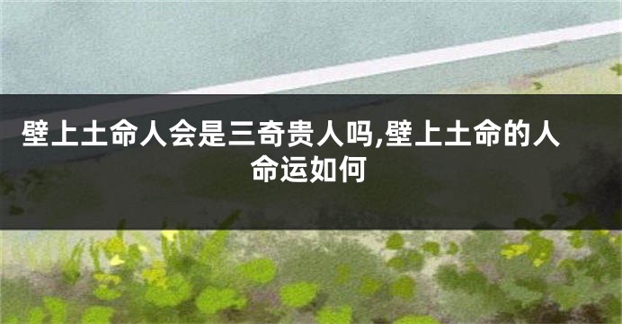 壁上土命人会是三奇贵人吗,壁上土命的人命运如何