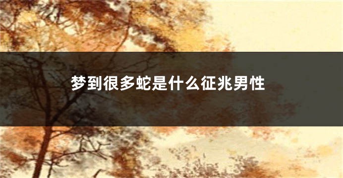 梦到很多蛇是什么征兆男性