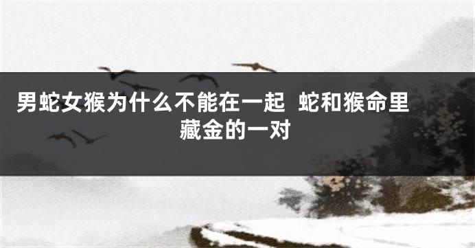 男蛇女猴为什么不能在一起  蛇和猴命里藏金的一对