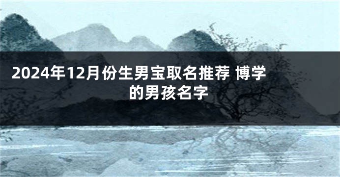 2024年12月份生男宝取名推荐 博学的男孩名字