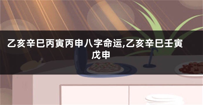 乙亥辛巳丙寅丙申八字命运,乙亥辛巳壬寅戊申