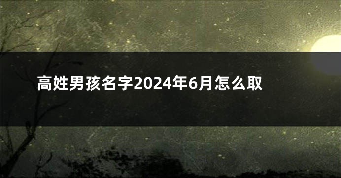 高姓男孩名字2024年6月怎么取