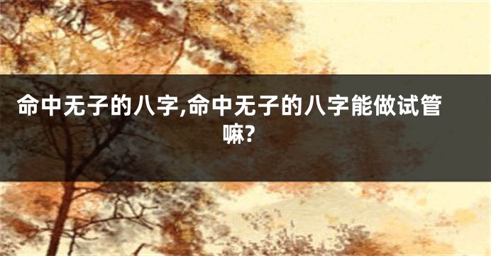 命中无子的八字,命中无子的八字能做试管嘛?