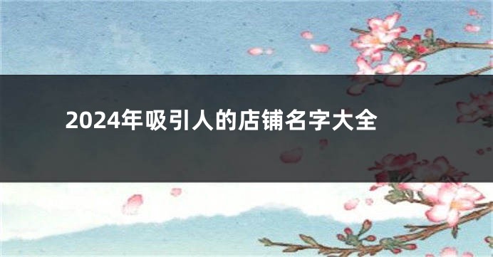 2024年吸引人的店铺名字大全