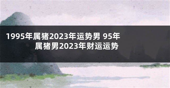 1995年属猪2023年运势男 95年属猪男2023年财运运势