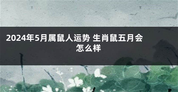 2024年5月属鼠人运势 生肖鼠五月会怎么样