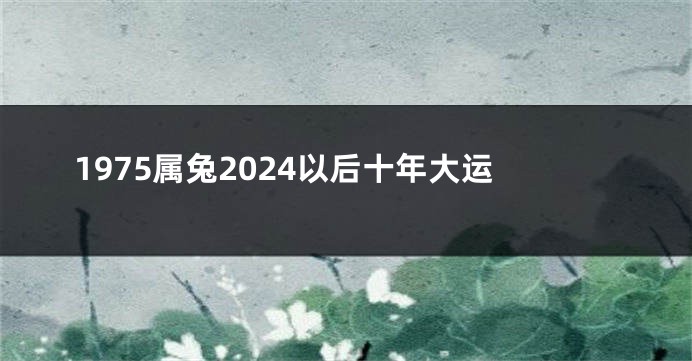 1975属兔2024以后十年大运