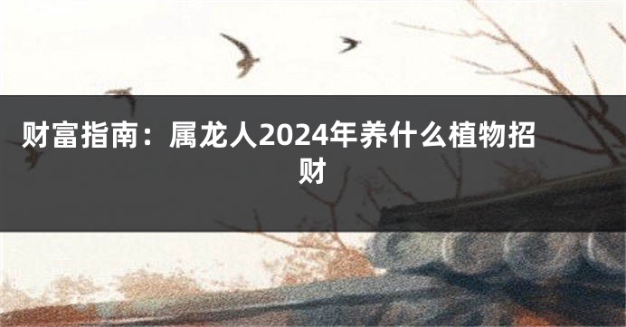 财富指南：属龙人2024年养什么植物招财