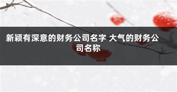 新颖有深意的财务公司名字 大气的财务公司名称