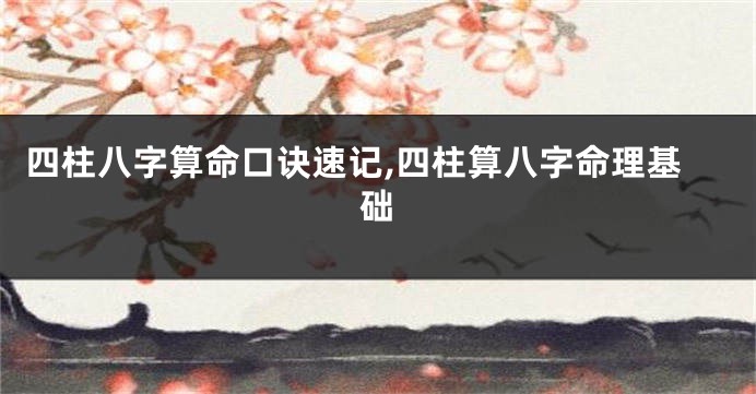 四柱八字算命口诀速记,四柱算八字命理基础