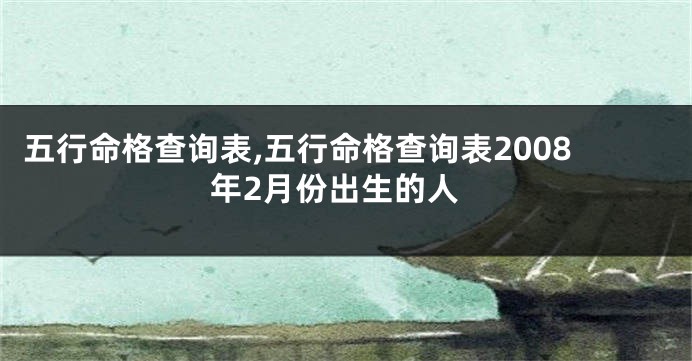 五行命格查询表,五行命格查询表2008年2月份出生的人
