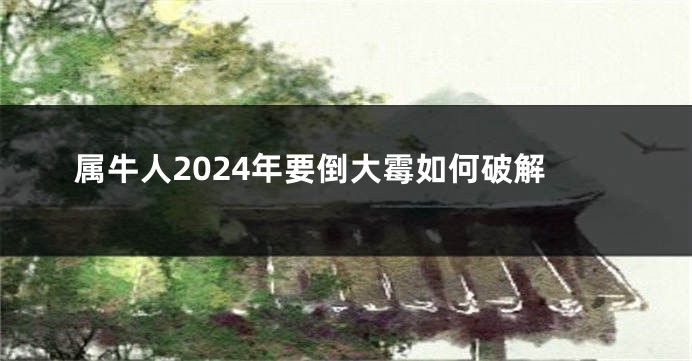 属牛人2024年要倒大霉如何破解