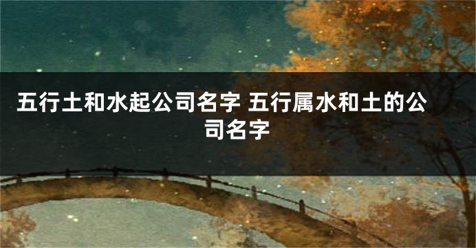 五行土和水起公司名字 五行属水和土的公司名字