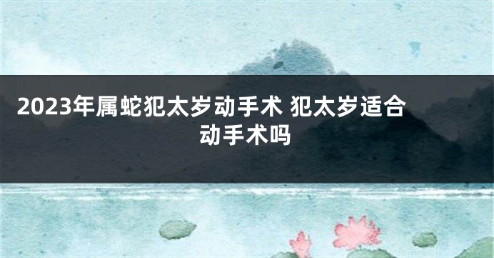 2023年属蛇犯太岁动手术 犯太岁适合动手术吗