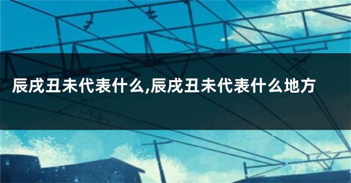 辰戌丑未代表什么,辰戌丑未代表什么地方