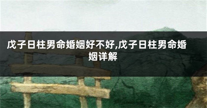 戊子日柱男命婚姻好不好,戊子日柱男命婚姻详解
