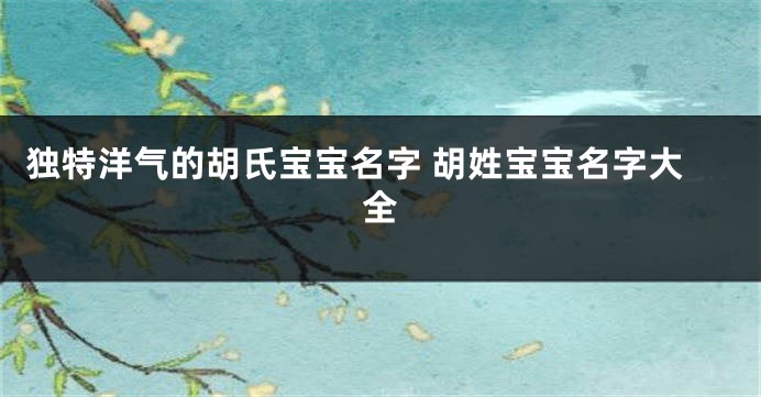 独特洋气的胡氏宝宝名字 胡姓宝宝名字大全