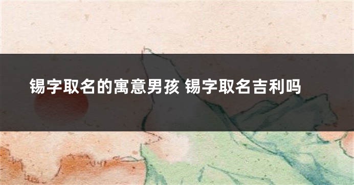 锡字取名的寓意男孩 锡字取名吉利吗