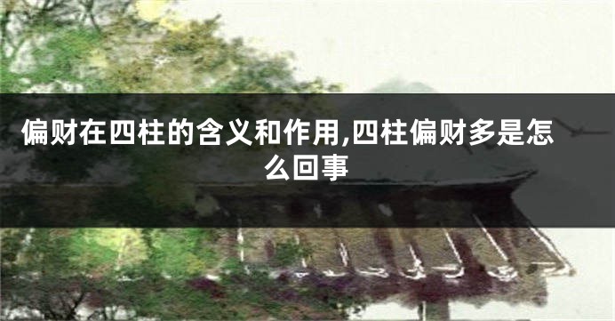 偏财在四柱的含义和作用,四柱偏财多是怎么回事
