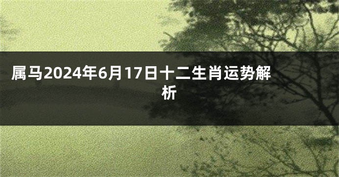 属马2024年6月17日十二生肖运势解析