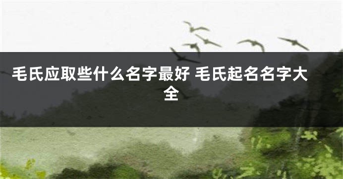 毛氏应取些什么名字最好 毛氏起名名字大全