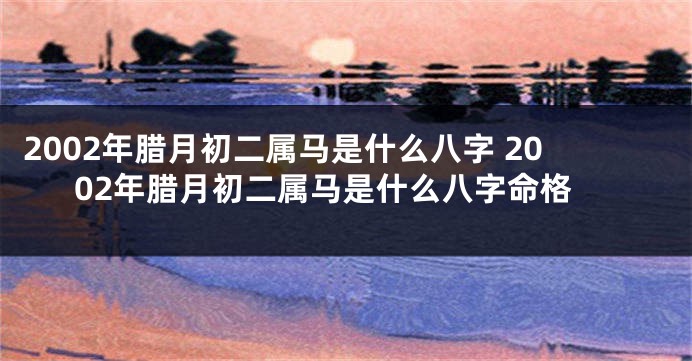 2002年腊月初二属马是什么八字 2002年腊月初二属马是什么八字命格
