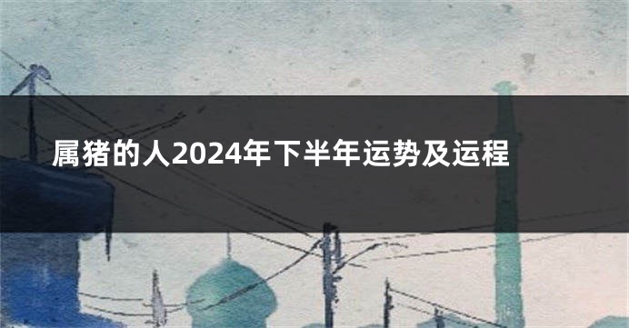 属猪的人2024年下半年运势及运程