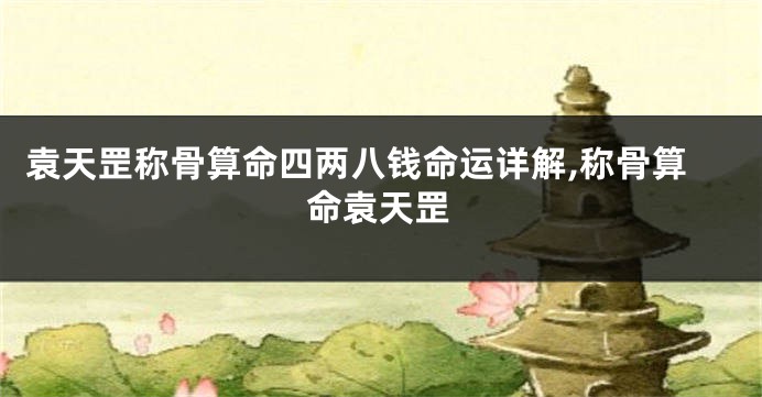 袁天罡称骨算命四两八钱命运详解,称骨算命袁天罡