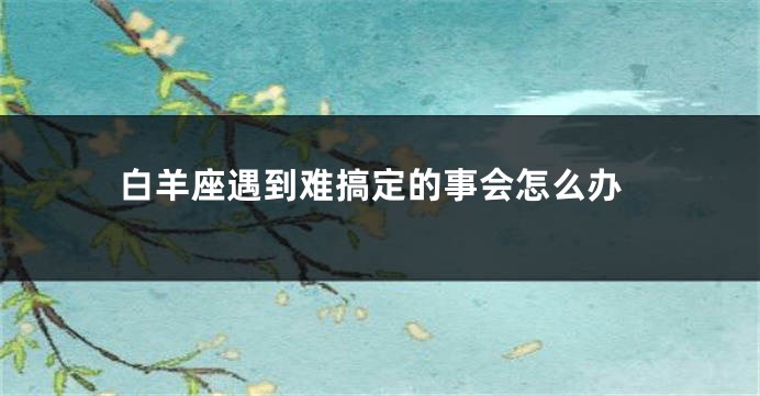 白羊座遇到难搞定的事会怎么办