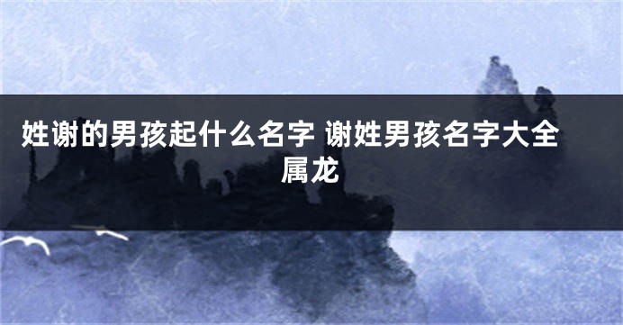 姓谢的男孩起什么名字 谢姓男孩名字大全属龙
