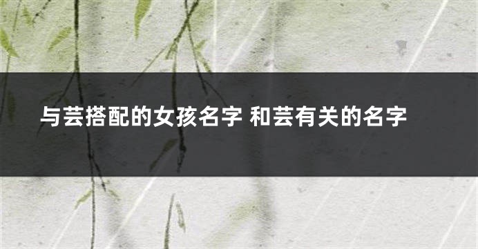 与芸搭配的女孩名字 和芸有关的名字