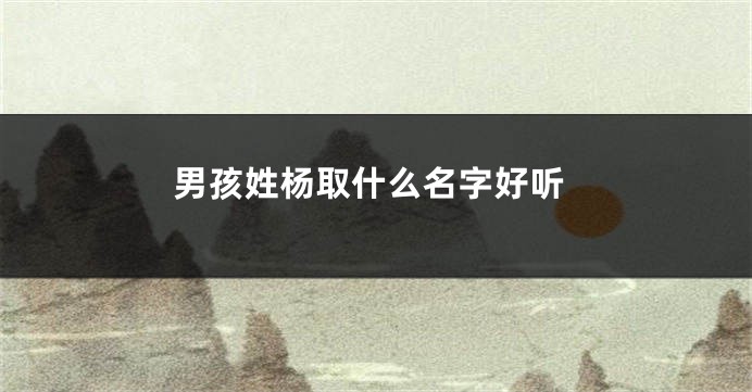 男孩姓杨取什么名字好听