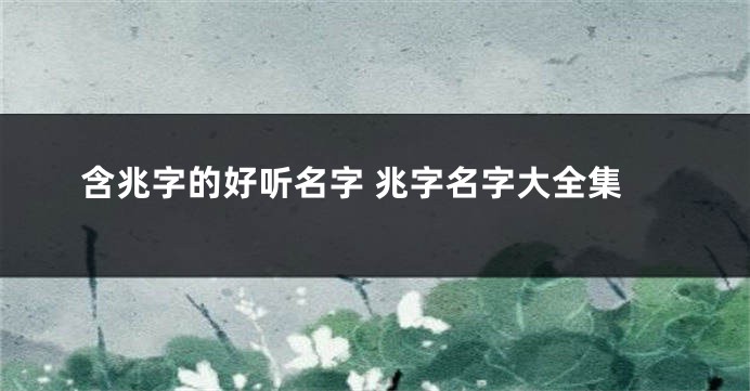 含兆字的好听名字 兆字名字大全集