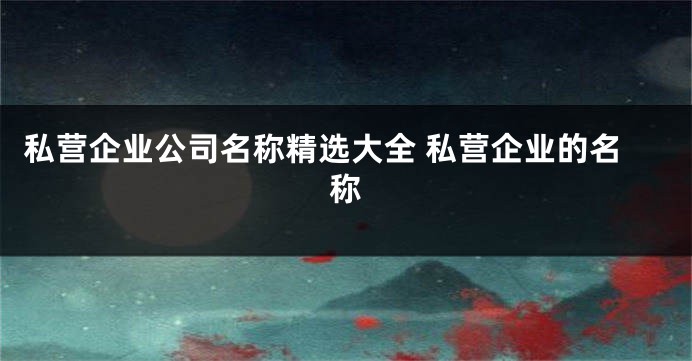 私营企业公司名称精选大全 私营企业的名称