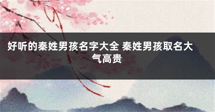 好听的秦姓男孩名字大全 秦姓男孩取名大气高贵