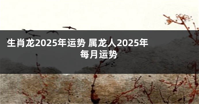 生肖龙2025年运势 属龙人2025年每月运势