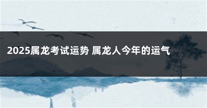 2025属龙考试运势 属龙人今年的运气